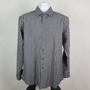 Dark Gray Striped Men's Calibrate Dress Shirt Button Up Neck 16.5